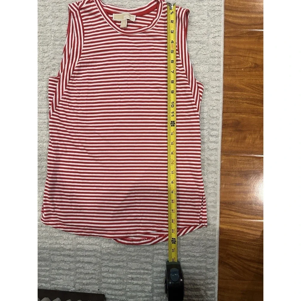 Michael Kors Striped Red White Sleeveless Crew Neck Cotton Tank‎ Women's Top S